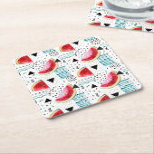 Dessous-de-verre Carré En Papier Motif abstrait de pastèque (Incliné)