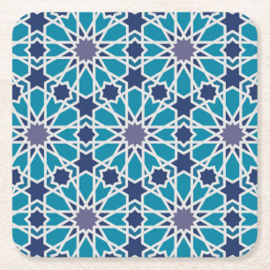 Dessous-de-verre Carré En Papier Motif Abstrait En Bleu Et Gris