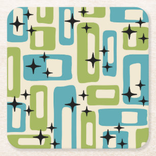 Dessous-de-verre Carré En Papier Motif Abstrait moderne du milieu du siècle