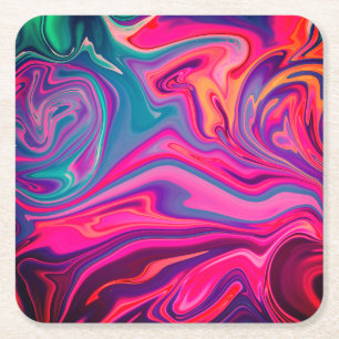 Dessous-de-verre Carré En Papier Motif Abstrait vert bleu clair et tendance