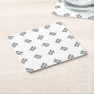 Dessous-de-verre Carré En Papier Motif alterné de logo ou d'image d'entreprise Bl