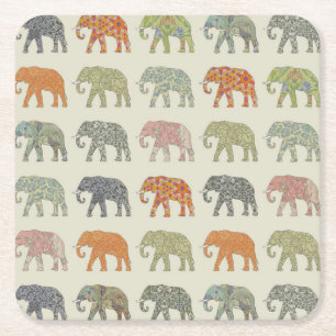 Dessous-de-verre Carré En Papier Motif animal coloré éléphant