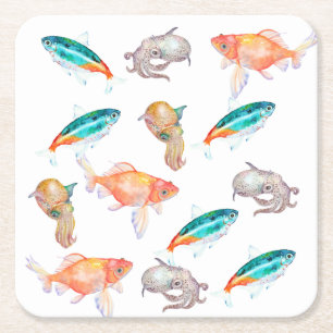 Dessous-de-verre Carré En Papier Motif animal marin