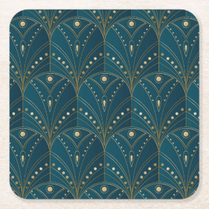 Dessous-de-verre Carré En Papier Motif Art Déco avec des formes géométriques dorées