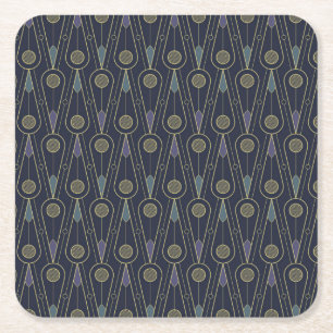 Dessous-de-verre Carré En Papier Motif Art Déco avec des formes géométriques en or