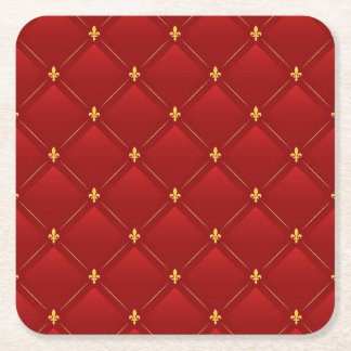 Dessous-de-verre Carré En Papier Motif Art Nouveau rouge et or