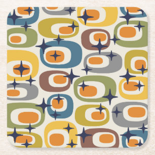 Dessous-de-verre Carré En Papier Motif atomique moderne du milieu du siècle