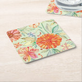 Dessous-de-verre Carré En Papier Motif avec des asters (Incliné)