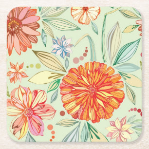 Dessous-de-verre Carré En Papier Motif avec des asters