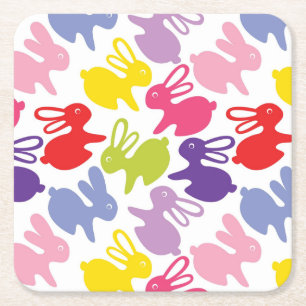 Dessous-de-verre Carré En Papier motif avec des lapins de Pâques