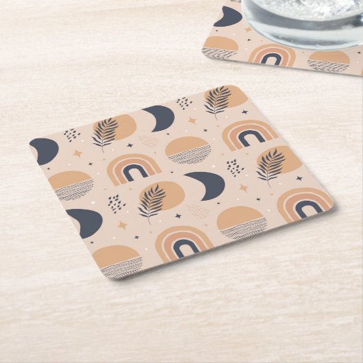 Dessous-de-verre Carré En Papier Motif bio Boho (Incliné)