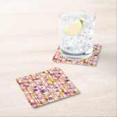 Dessous-de-verre Carré En Papier Motif blanc rayé tacheté (En situation)