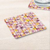 Dessous-de-verre Carré En Papier Motif blanc rayé tacheté (Incliné)