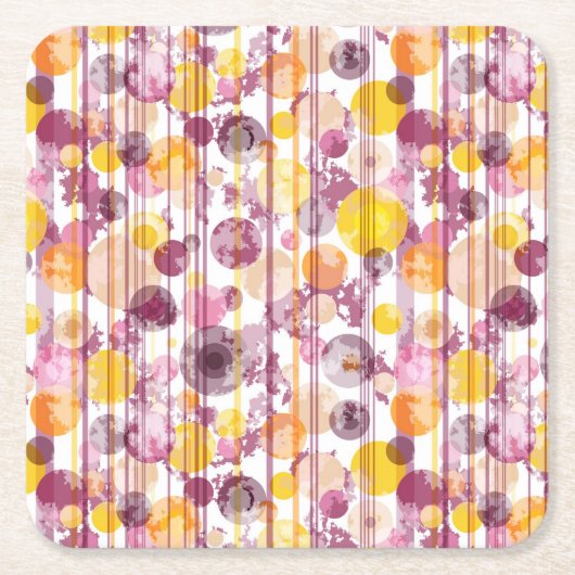 Dessous-de-verre Carré En Papier Motif blanc rayé tacheté (Devant)