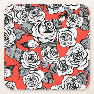 Dessous-de-verre Carré En Papier Motif blanc roses
