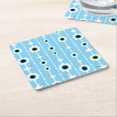 Dessous-de-verre Carré En Papier motif bleu d'oiseau et de fleurs (Incliné)