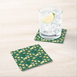 Dessous-de-verre Carré En Papier Motif botanique floral au citron frais