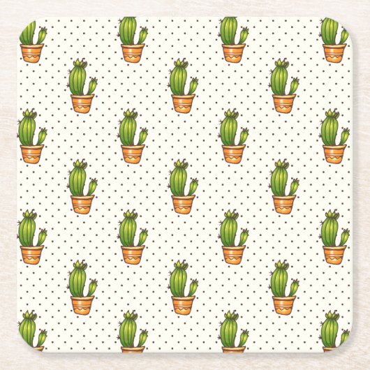 Dessous-de-verre Carré En Papier Motif Cactus & Succulent Polk Dot (Devant)