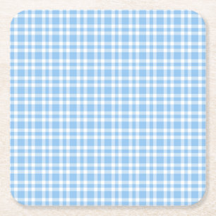 Dessous-de-verre Carré En Papier Motif carreaux bleu blanc
