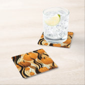 Dessous-de-verre Carré En Papier Motif Citrouille d'aquarelle (En situation)