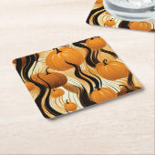 Dessous-de-verre Carré En Papier Motif Citrouille d'aquarelle (Incliné)