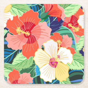 Dessous-de-verre Carré En Papier Motif coloré de ketmie