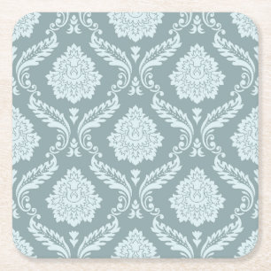 Dessous-de-verre Carré En Papier Motif damassé rococo œuf de canard bleu+sarcelle