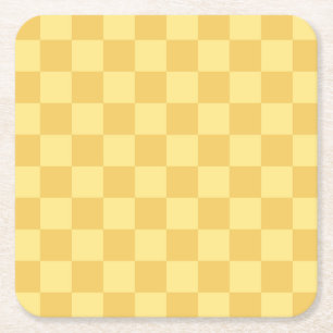 Dessous-de-verre Carré En Papier Motif damier jaune
