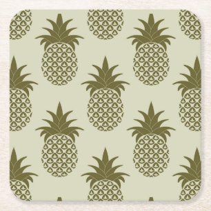 Dessous-de-verre Carré En Papier Motif d'ananas de Khaki