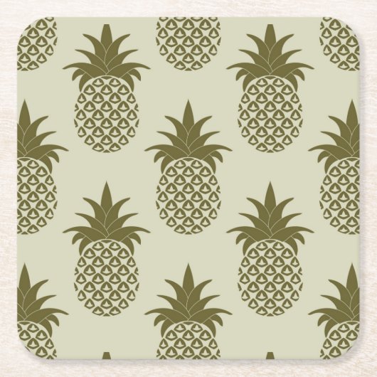 Dessous-de-verre Carré En Papier Motif d'ananas de Khaki (Devant)