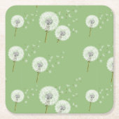 Dessous-de-verre Carré En Papier Motif Dandelion sur Green Arrière - plan (Devant)