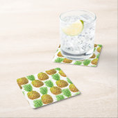 Dessous-de-verre Carré En Papier Motif d'aquarelle ananas (En situation)