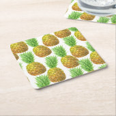 Dessous-de-verre Carré En Papier Motif d'aquarelle ananas (Incliné)