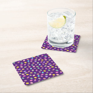 Dessous-de-verre Carré En Papier Motif d'art de fond violet de style œuf de Pâques