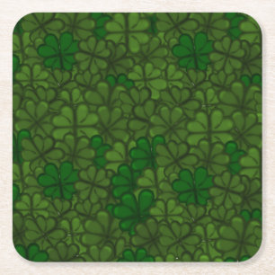 Dessous-de-verre Carré En Papier Motif d'art numérique Champ de trèfles Saint-Patri