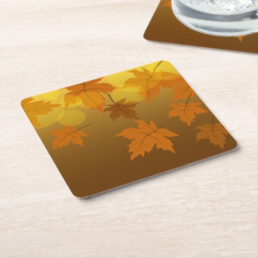Dessous-de-verre Carré En Papier Motif d'automne avec feuilles d'érable en chute et (Incliné)