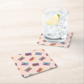 Dessous-de-verre Carré En Papier Motif de bande audio Retro Neon (En situation)