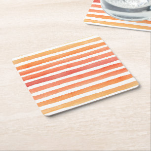 Dessous-de-verre Carré En Papier Motif de bande d'aquarelle solaire