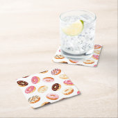 Dessous-de-verre Carré En Papier Motif de beigne douce (En situation)