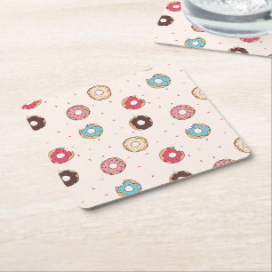 Dessous-de-verre Carré En Papier Motif de beignets sucrés