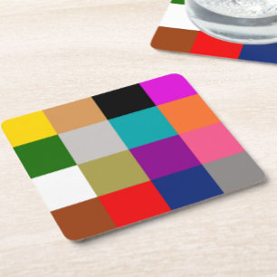 Dessous-de-verre Carré En Papier Motif de blocs de couleur audacieux et colorés