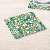 Dessous-de-verre Carré En Papier Motif de cactus d'aquarelle (Incliné)