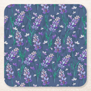 Dessous-de-verre Carré En Papier Motif de champs Lavender dans violet