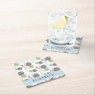 Dessous-de-verre Carré En Papier Motif De Chats, Chats Mignons, Chatons, Votre Nom