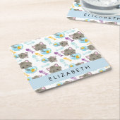 Dessous-de-verre Carré En Papier Motif De Chats, Chats Mignons, Chatons, Votre Nom (Incliné)