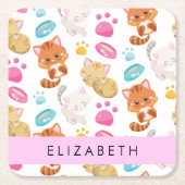 Dessous-de-verre Carré En Papier Motif De Chats, Chats Mignons, Kitty, Paws, Votre  (Devant)