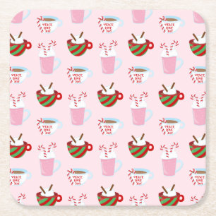 Dessous-de-verre Carré En Papier Motif de Chocolat Chaud de Noël