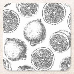 Dessous-de-verre Carré En Papier Motif de citron à main