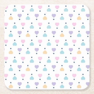 Dessous-de-verre Carré En Papier Motif de cœur d'amour pastel
