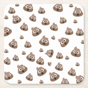 Dessous-de-verre Carré En Papier Motif de Cute Poop Emoji